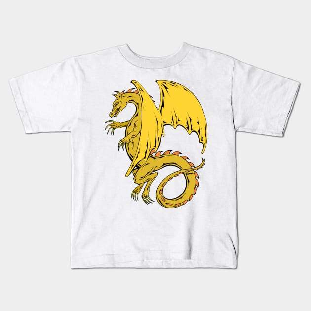 Golden Dragon Kids T-Shirt by artfulfreddy